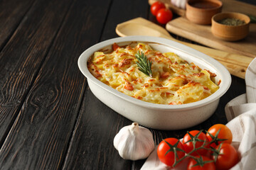 Concept of tasty and delicious homemade food - potato casserole