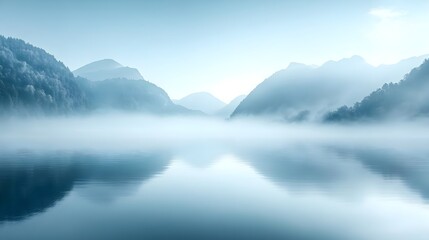 Misty Mountain Lake Reflection Serenity Landscape