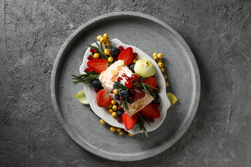 Meringue roll, concept of tasty and delicious food