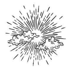 cloudy sun vector illustration sketch