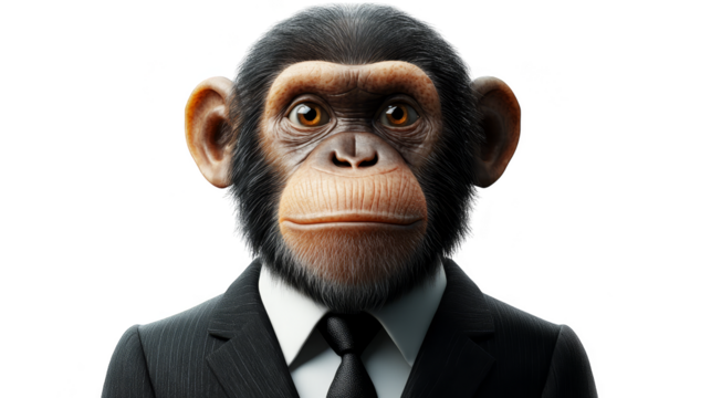 Chimpanzee Businessman in Suit and Tie