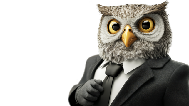 Wise Owl Businessman in Suit and Tie
