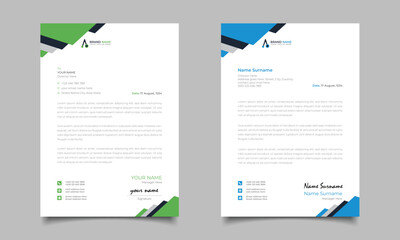 Obraz premium Green And Blue Modern Business Letterhead Simple Clean Template Design