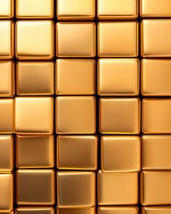 A vibrant pattern of golden squares, reflecting light beautifully. Perfect for concepts of luxury, wealth, and elegance.