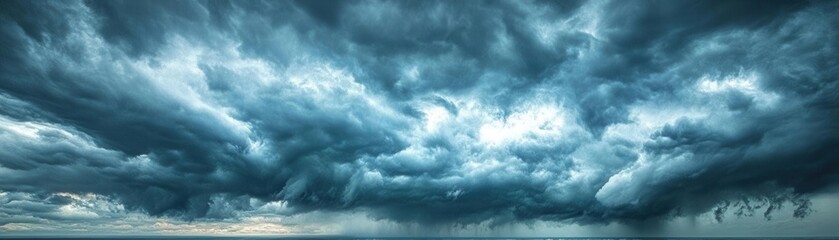 Obraz premium Cold front moving in with heavy clouds and wind, changing weather, turbulent atmosphere