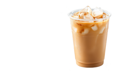 Iced Coffee in Plastic Cup with Ice Cubes