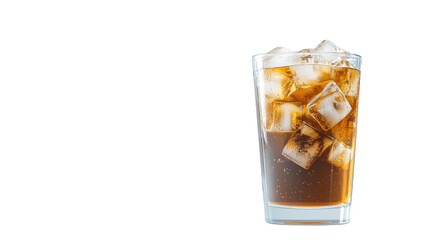 Cold Soda with Ice Cubes in Tall Glass