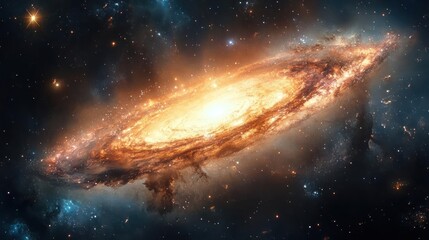 Fototapeta premium An image of a bright nebula in space, floating among stars and galaxies.