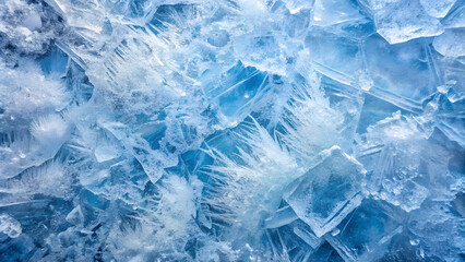 Crystalline ice with shattered appearance and shimmering light effects