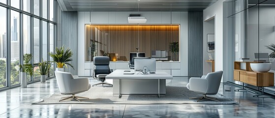 Futuristic Workspace: Smart Office with Advanced Communication Tools