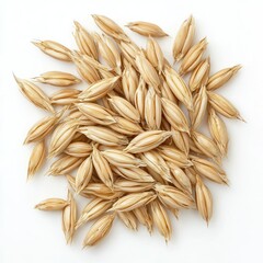 Macro Shot of Raw Barley Grains on White Background in Studio Lighting, Generative Ai