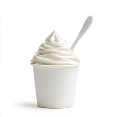 Healthy Eating Concept: Low-Fat Yogurt Container on White Background, Generative Ai