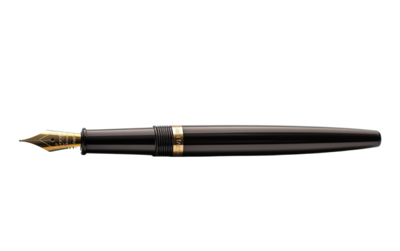 Artistic fountain pen isolated on white or transparent background