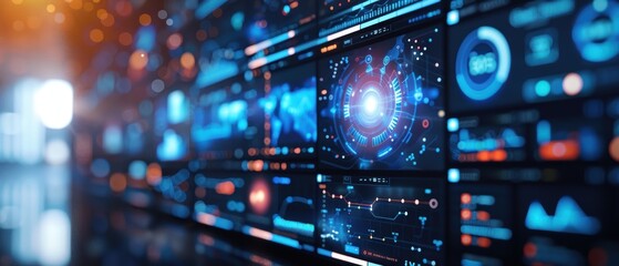 Obraz premium Cutting-Edge Digital Interfaces on White Background with Copy Space