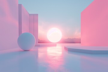 Abstract modern architecture background, empty open space interior.