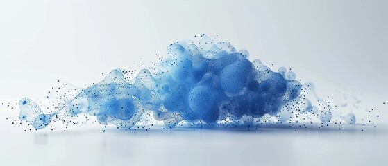 Futuristic  Holographic Cloud Network with Interconnected Nodes on White Background
