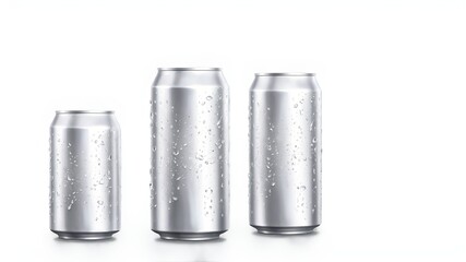 Long aluminium can with water drops, silver beer, soda or lemonade juice, coffee or energy drink mockup.