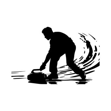 recommend clip art: vector silhouette of a Curling