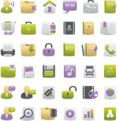 Multi Green-Magenta Web icon set