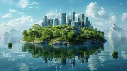 Fototapeta premium Eco-City on an Island