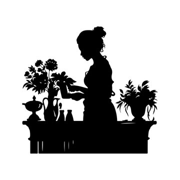 recommend clip art: vector silhouette of a Florist