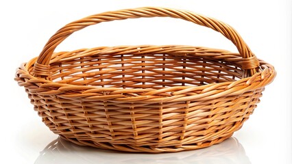 Empty wicker basket on a white background, wicker, basket, empty, storage, decor, natural, weave, container, isolated