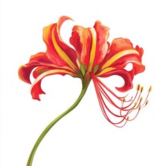 vector graphic of a red gloriosa flower