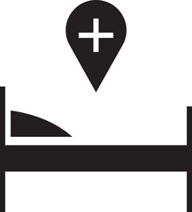 Fototapeta premium Hospital bed icon in trendy flat style. Patient bed vector. Medical treatment. stretcher bed, recovery filled style suitable for mobile app, and website UI design isolated on transparent background.