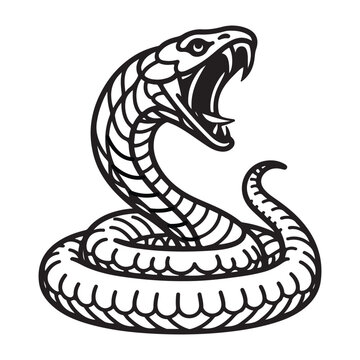 recommend clip art: Line art of snake hissing cartoon vector