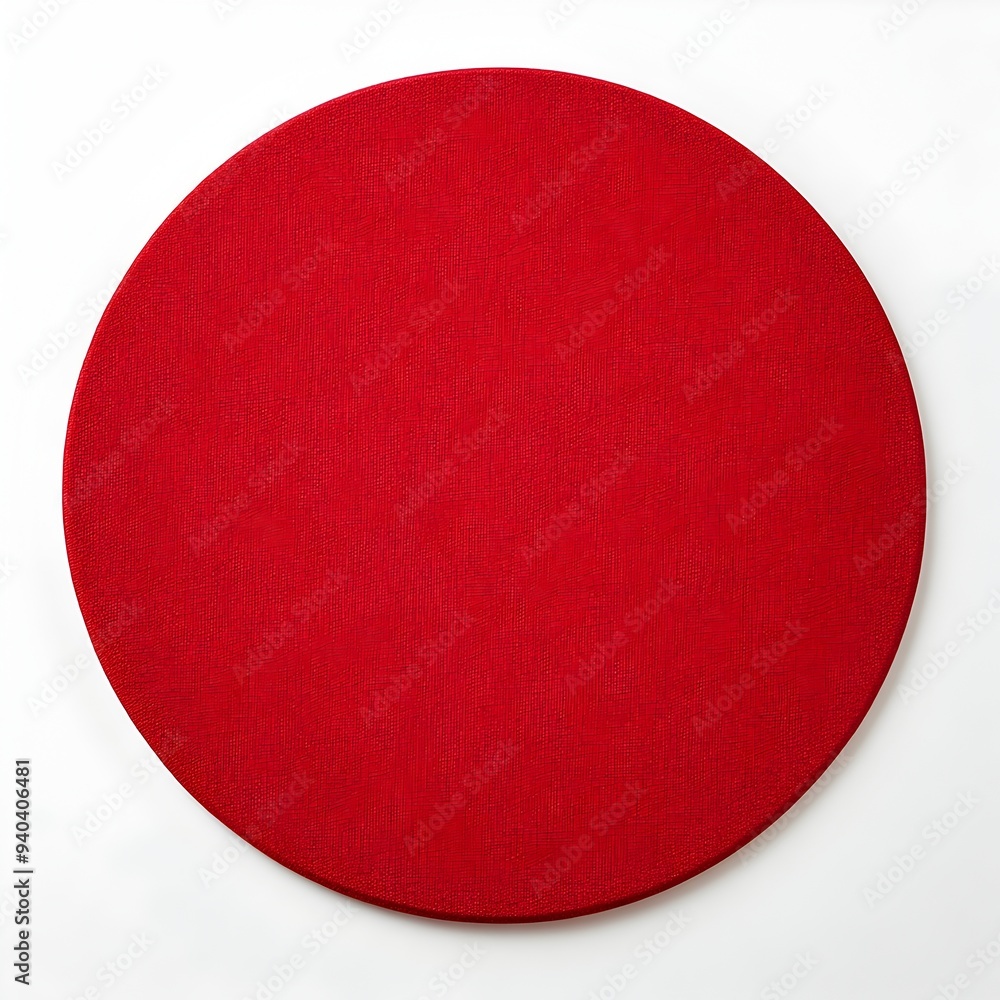 Poster photograph of a red desk mat placed at the center of a white background in a clean minimalist setup 