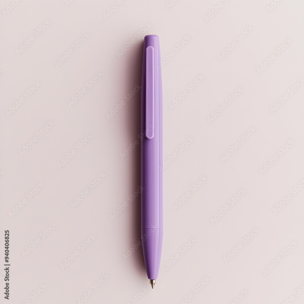 Poster elegant and minimalist close up shot of a purple paper punch placed at the center of a light backgro