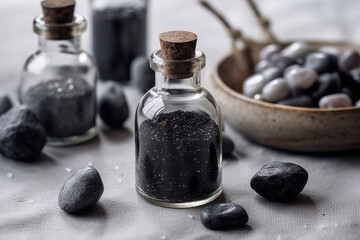 A Spa Stone Beauty Treatment with Essential Oils and sea salts. generative ai.