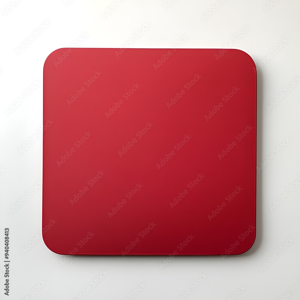 Poster vibrant red mouse pad centered and isolated on a plain uncluttered surface minimalist and modern des