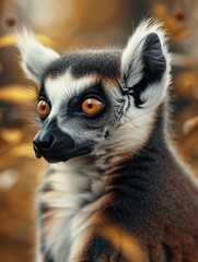 Ring Tailed Lemur, Lemur catta, Madagascan Lemur Close Up in Forest Wildlife