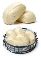 Chinese steamed roll. Close up on white background 