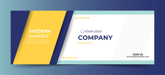 Free vector modern abstract banner corporate yellow blue simple symmetrical lines