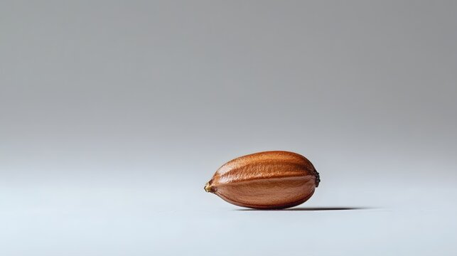 71. A close-up of a single apple seed on a plain white backdrop