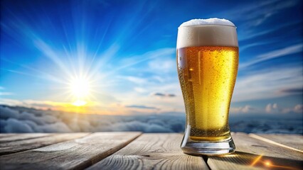 Cold beer in a frosty glass on a sunny day, refreshing, beverage, alcohol, drink, pub, craft, brewery, pint, hops, foam, chilled, bar