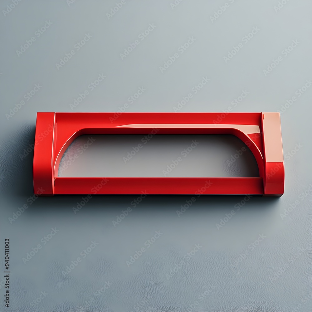 Poster vibrant red paper cutter device placed at the center of a plain white background the simple minimal 