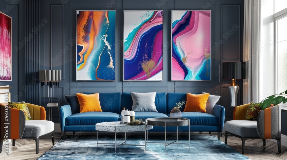 Canvas Prints vibrant liquid abstract background with flowing swirls of colorful paint, dynamic fluid art with mar