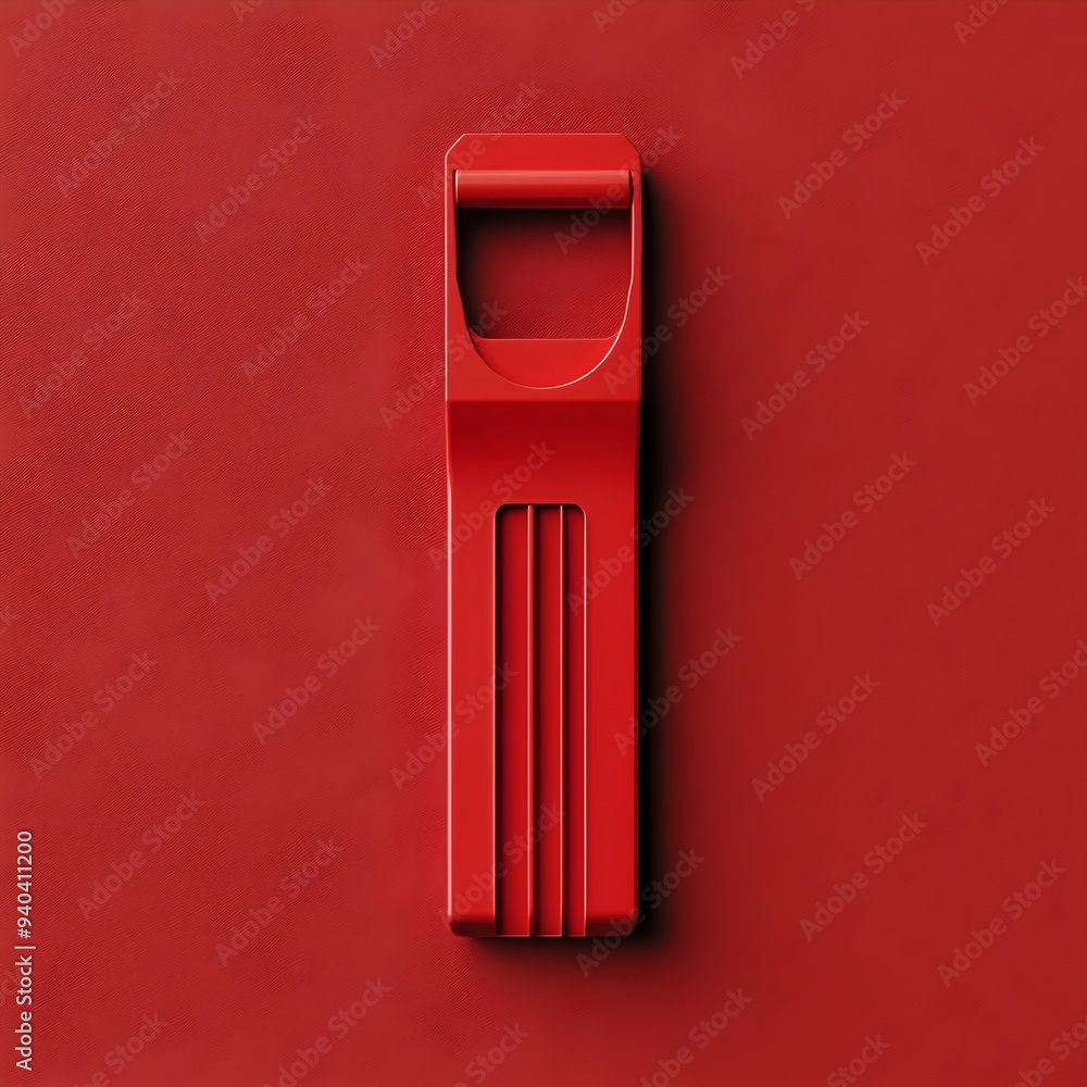 Aufkleber minimalist red paper cutter isolated on plain background closeup of a sharp precision cutting tool f