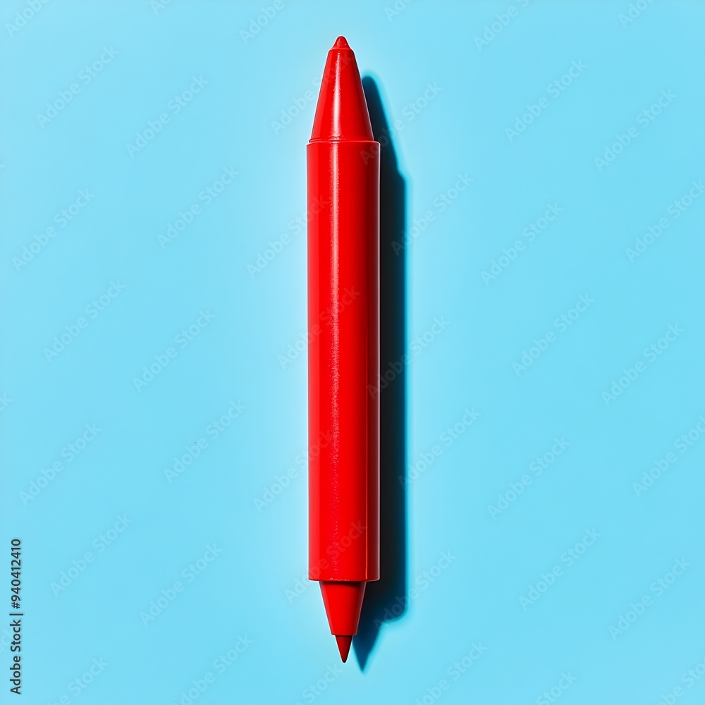 Poster centered red marker placed on a plain background symbolizing a concept idea or point of focus