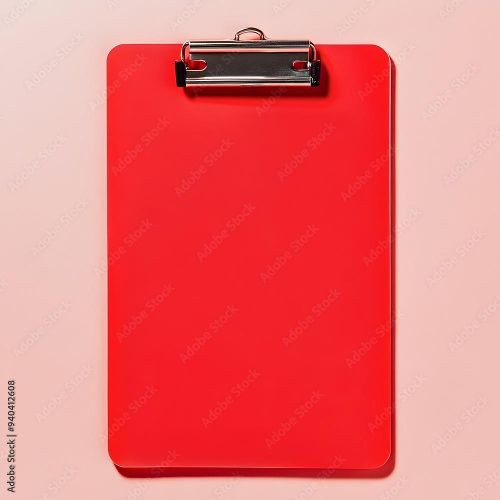 Poster sleek and organized red clipboard resting on a light background the image showcases a single red cli