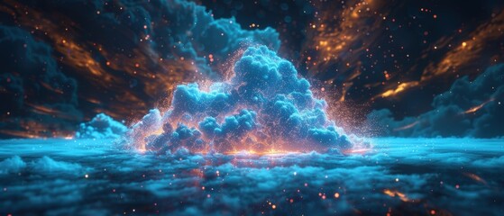 Obraz premium Futuristic Holographic Cloud Computing Network 