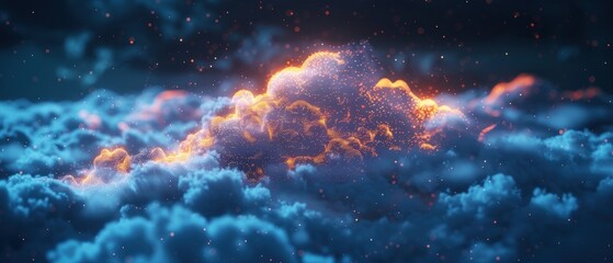 Fototapeta premium Futuristic Hologram of Cloud Network in Stunning 