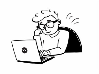 freelancer at the desk,solves tasks from home.