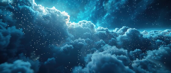 Fototapeta premium Futuristic Cloud Network in Hologram - High Definition Technology Concept