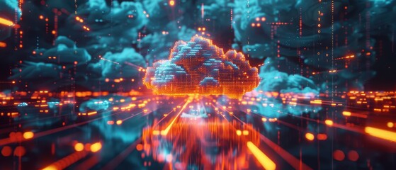 Fototapeta premium Futuristic Holographic Cloud Infrastructure Representation