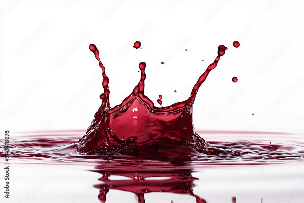 Aufkleber red liquid splash in motion creating intricate patterns against a white background, showcasing dynam