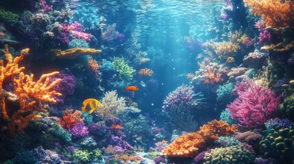 A colorful coral reef teeming with marine life. Underwater paradise.